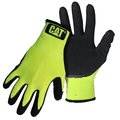 Cat CAT017418XL Coated Gloves, XL, Knit Wrist Cuff, Latex Coating, Polyester Glove, HiViz Green CAT017418X